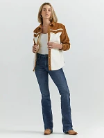 Women's Corduroy Yoke Sherpa Shirt Jacket Caramel