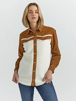 Women's Corduroy Yoke Sherpa Shirt Jacket Caramel