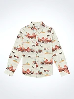 Girl's Cacti Horses Western Snap Shirt White Multi