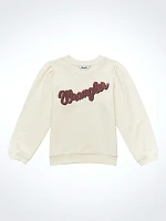 Girl's Wrangler Embroidered Puff Sleeve Pullover White