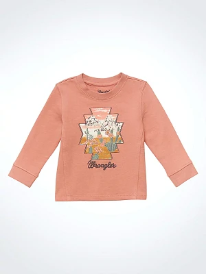 Little Girl's Desert Scene Crewneck Sweatshirt Peach