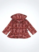 Little Girl's Wrangler Cacti Full Zip Ruffle Hem Hoodie Burgundy