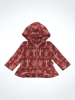 Little Girl's Wrangler Cacti Full Zip Ruffle Hem Hoodie Burgundy