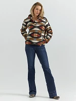 Women's Southwestern Sherpa Quarter Snap Pullover Geo Brown