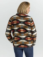 Women's Southwestern Sherpa Quarter Snap Pullover Geo Brown