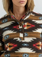 Women's Southwestern Sherpa Quarter Snap Pullover Geo Brown