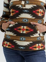 Women's Southwestern Sherpa Quarter Snap Pullover Geo Brown