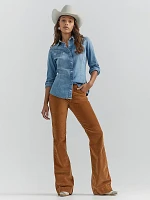 Women's Lasso Embroidered Cowboy Snap Shirt Light Wash