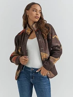 Women's Wrangler Retro® Printed Sherpa Snap Jacket Stallion Brown