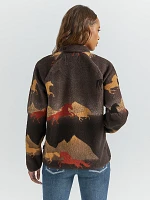 Women's Wrangler Retro® Printed Sherpa Snap Jacket Stallion Brown