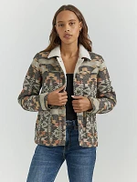 Women's Wrangler® Sherpa Lined Southwestern Barn Jacket Grey Geo