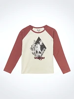 Girl's Long Sleeve Desert Scene Baseball Tee White/Burgundy