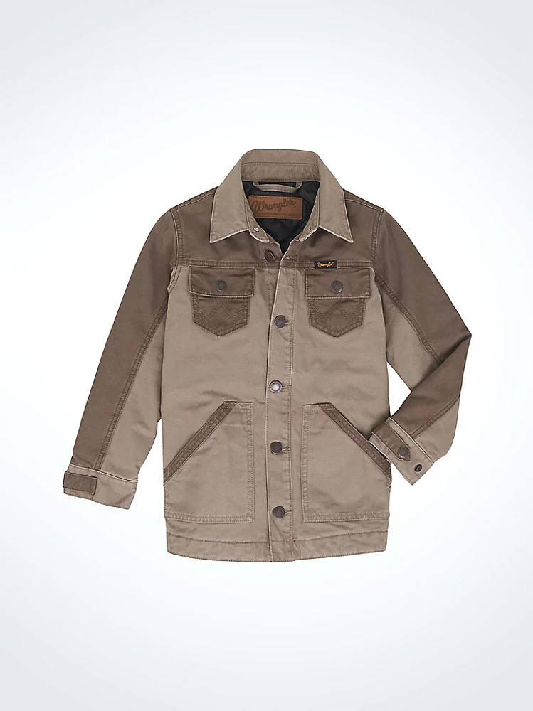 Boy's Mixed Canvas Chore Jacket Sandstone