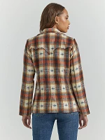 Women's Western Printed Blazer Coat Creamy Red