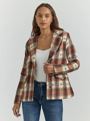 Women's Western Printed Blazer Coat Creamy Red