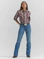 Women's Checotah Boyfriend Western Snap Shirt Burgundy