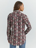 Women's Checotah Boyfriend Western Snap Shirt Burgundy