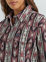 Women's Checotah Boyfriend Western Snap Shirt Burgundy