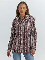 Women's Checotah Boyfriend Western Snap Shirt Burgundy