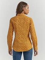 Women's Wrangler All Occasion Western Snap Shirt Mini Yellow