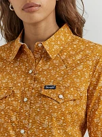 Women's Wrangler All Occasion Western Snap Shirt Mini Yellow