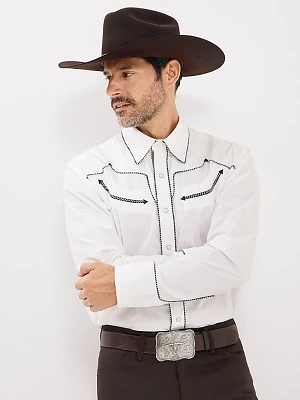 Wrangler® Rodeo Ben Western Snap Shirt White Black Accent