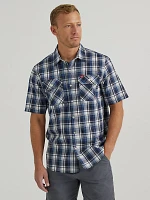 Men's Relaxed Stretch Poplin Plaid Shirt Pearl Blue