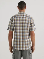 Men's Relaxed Stretch Poplin Plaid Shirt Clover Green