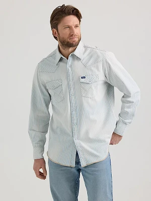 Vintage-Inspired Western Snap Workshirt Railroad Stripe