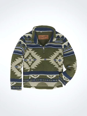 Boy's Wrangler Quarter-Zip Sherpa Pullover Alpine