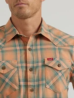 Men's Cowboy Wash Plaid Shirt Pheasant Orange