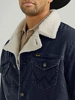 Men's Western Sherpa Lined Denim Wrange Jacket Rustic Navy