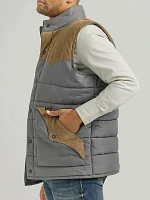 Men's Corduroy Yoke Puffer Vest Fence Post