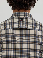 Wrangler ATG™ Plaid Mixed Material Shirt Steel Blue