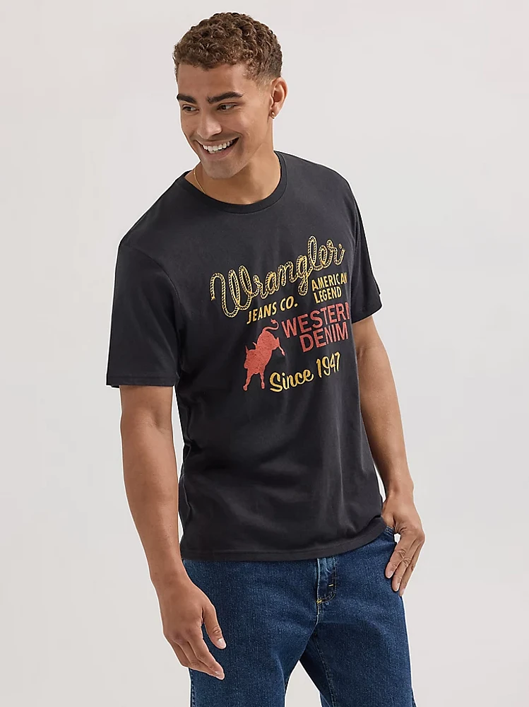 Men's Wrangler Rope Emblem Graphic T-shirt Washed Black