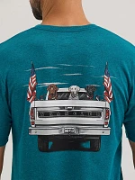 Men's Wrangler Back Graphic T-Shirt Cyan Pepper Heather