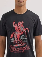 Men's Bucking Horse Graphic T-Shirt Washed Black