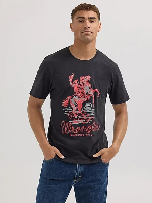 Men's Bucking Horse Graphic T-Shirt Washed Black