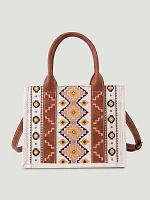 Southwestern Print Cross Body Canvas Mini Tote in Coffee