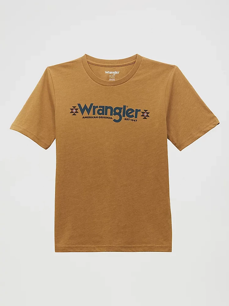 Boy's Wrangler Kabel Logo T-Shirt Bistre Heather