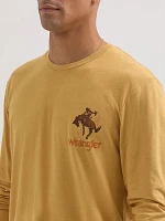 Men's Long Sleeve Cowboy Back Graphic T-Shirt Pale Gold Heather