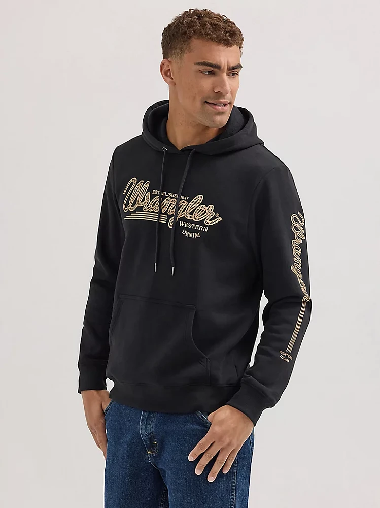 Men's Wrangler Logo Arm Hit Pullover Hoodie Jet Black