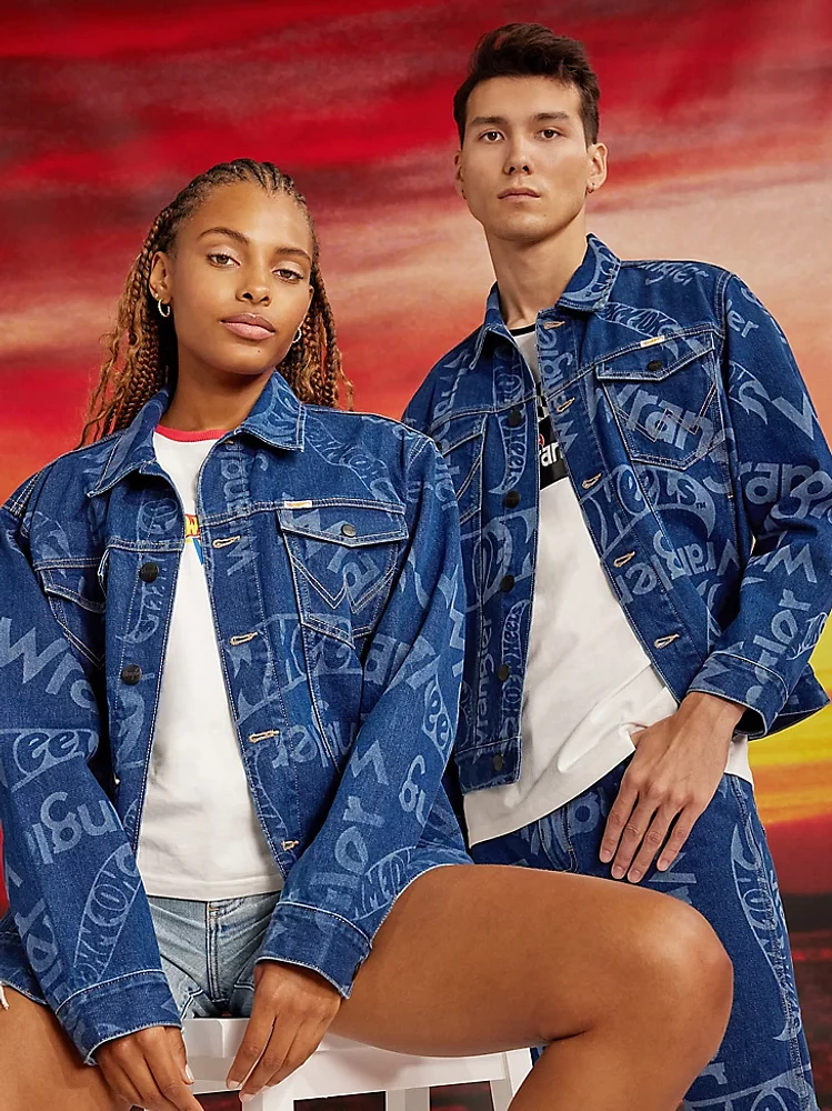 Wrangler® x Hot Wheels™ Men's Laser Logo Denim Jacket Medium Blue