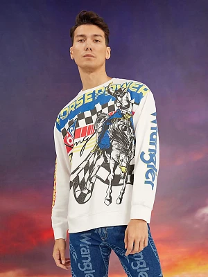 Wrangler® x Hot Wheels™ Men's Pullover Crew Bright White