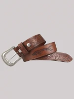 Men's Wrangler Tooled Leather Belt Brown