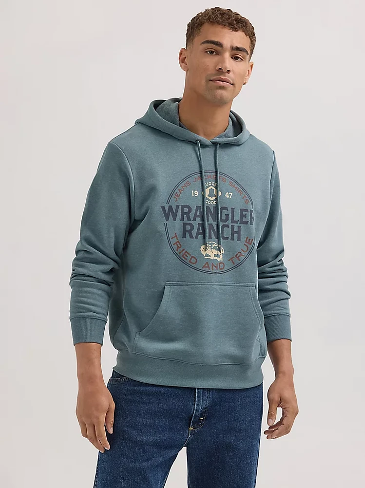 Men's 1947 Wrangler Logo Pullover Hoodie Goblin Blue