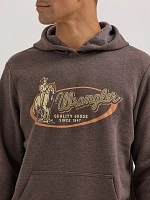 Men's Wrangler Cowboy Graphic Pullover Hoodie Chocolate Torte