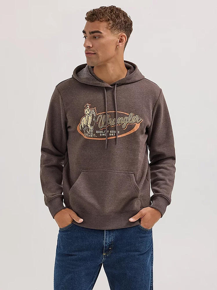 Men's Wrangler Cowboy Graphic Pullover Hoodie Chocolate Torte