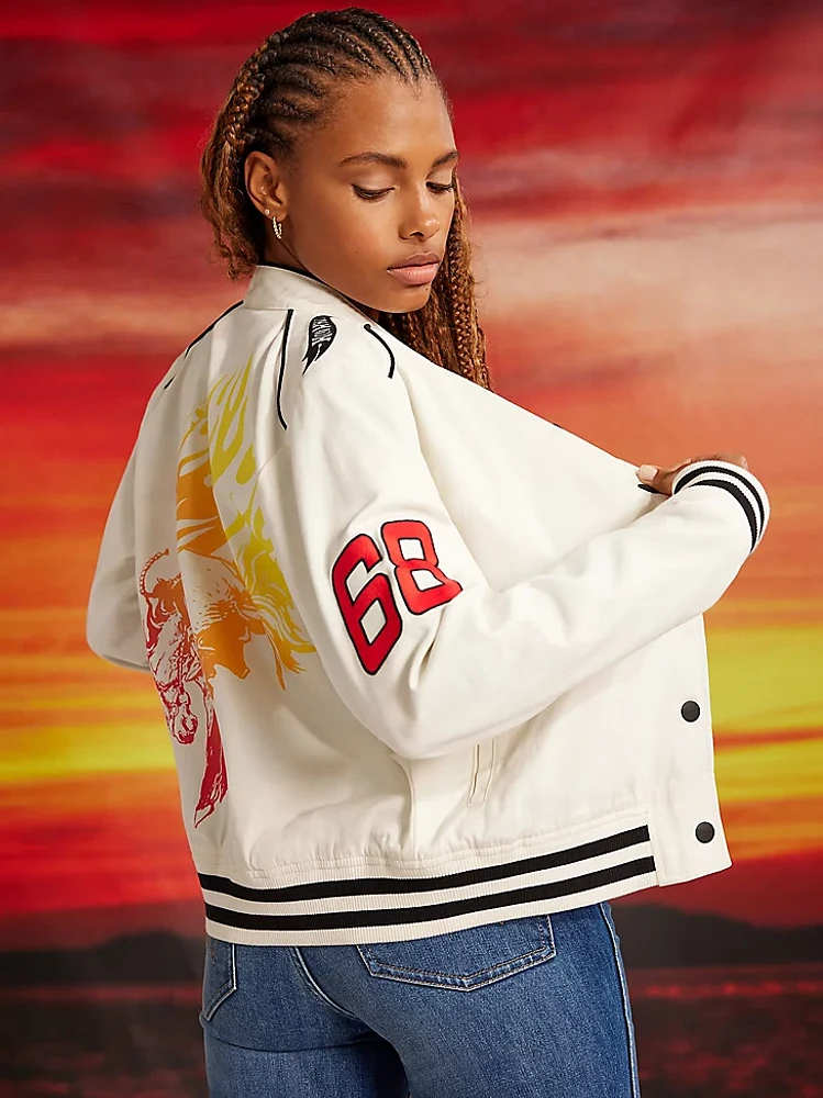 Wrangler® x Hot Wheels™ Women's Reversible Bomber Jacket Egret