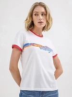 Wrangler® x Hot Wheels™ Women's Logo Ringer Tee Bright White